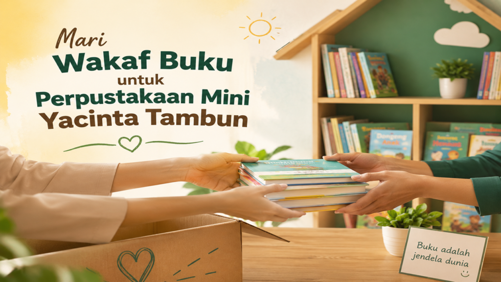 Mari Wakaf Buku untuk Perpustakaan Mini Yacinta Tambun
